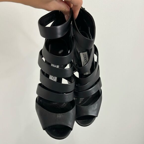 Jimmy Choo Duran Strappy Caged Bootie in Black Leather - Picture 9 of 16